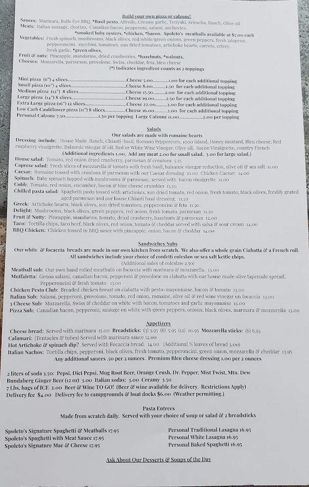Spoleto's Pizzeria & Wine Shop Menu image 1